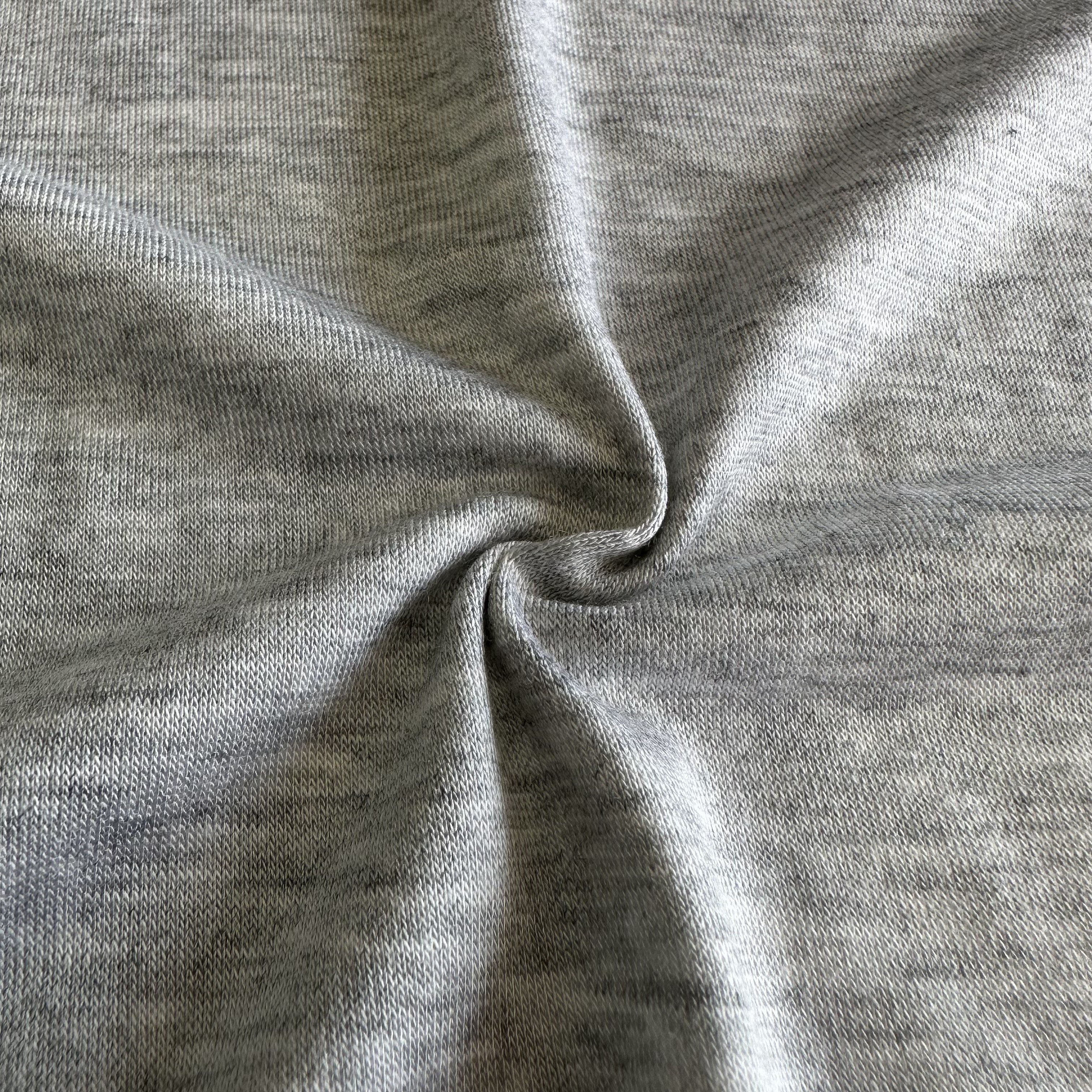 Sustainable eco-friendly 97% bamboo fiber 3% spandex knit grey melange single jersey fabric for clothing and T-shirt