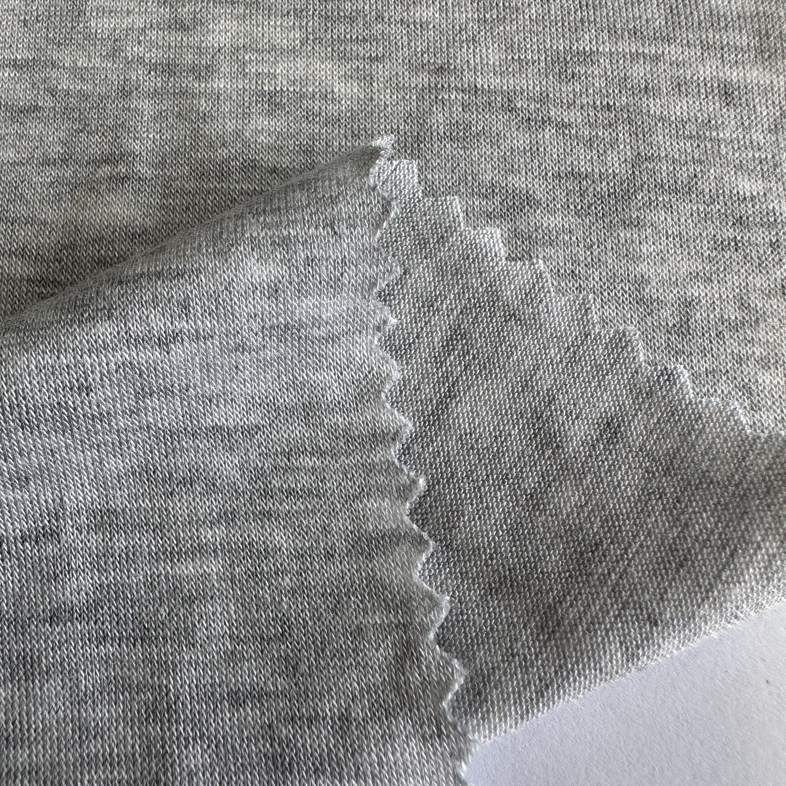 Sustainable eco-friendly 97% bamboo fiber 3% spandex knit grey melange single jersey fabric for clothing and T-shirt