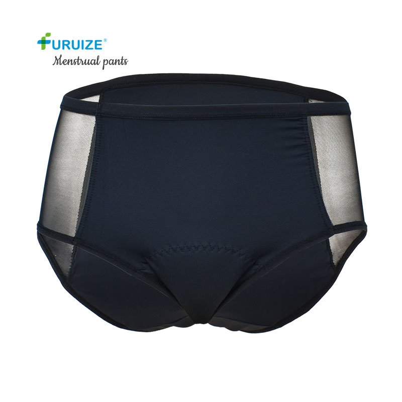 Eco-friendly Women Mid waist Menstrual pants Washable Incontinence leak proof Underwear bamboo lace 4 Layers Period Panties