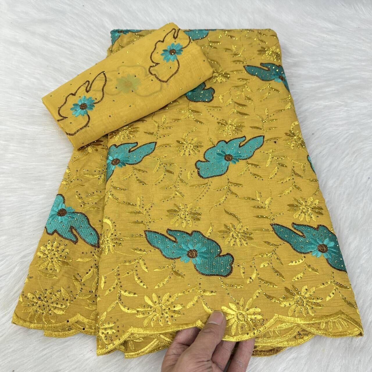 2024 Senegal voile embroidery swiss lace fabric 5 yards match same designs for women dress fabrics