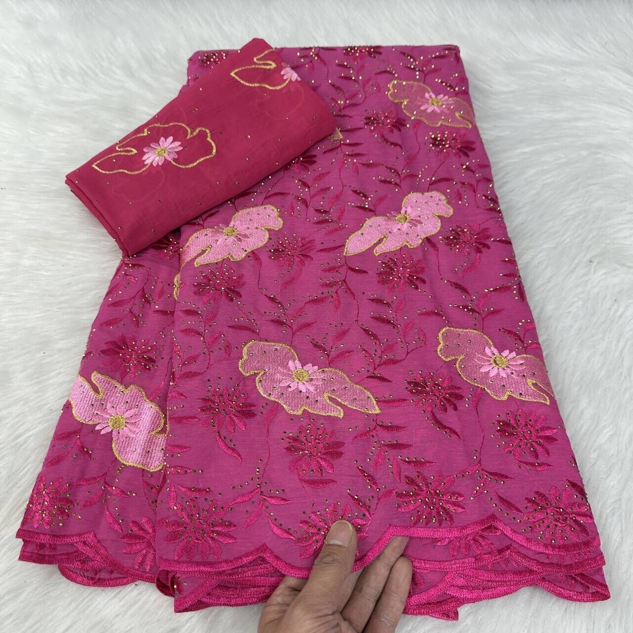2024 Senegal voile embroidery swiss lace fabric 5 yards match same designs for women dress fabrics