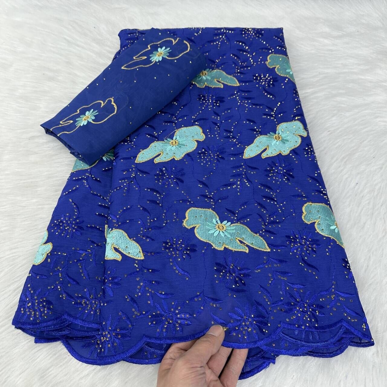 2024 Senegal voile embroidery swiss lace fabric 5 yards match same designs for women dress fabrics