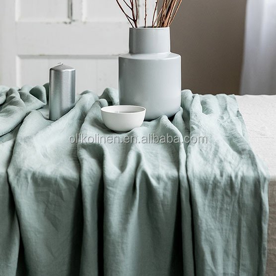 best welcome fashion high quality custom or standard good price white green flex stone washed linen table cloth