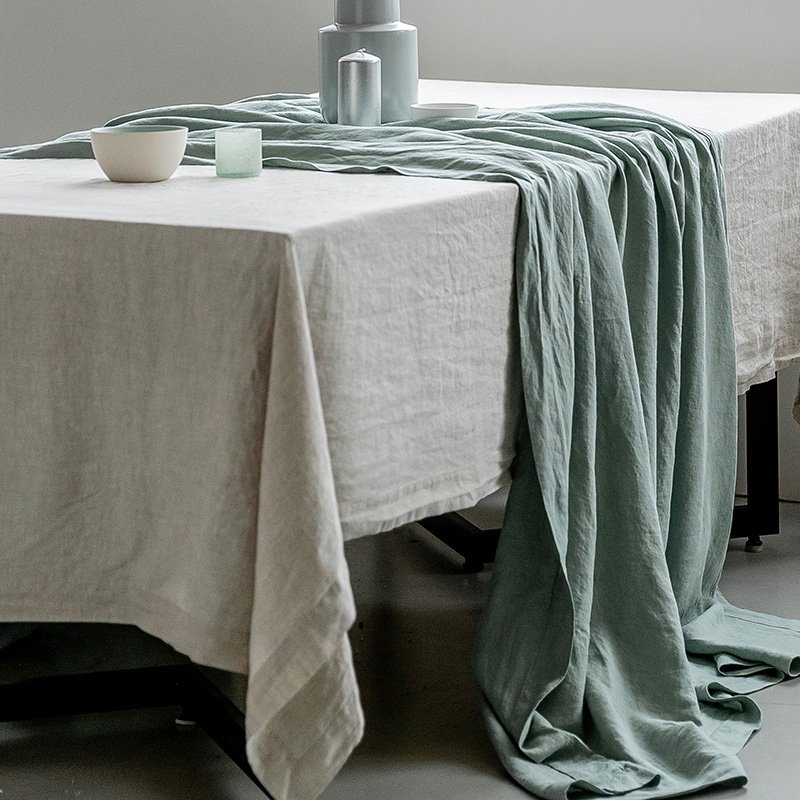 best welcome fashion high quality custom or standard good price white green flex stone washed linen table cloth