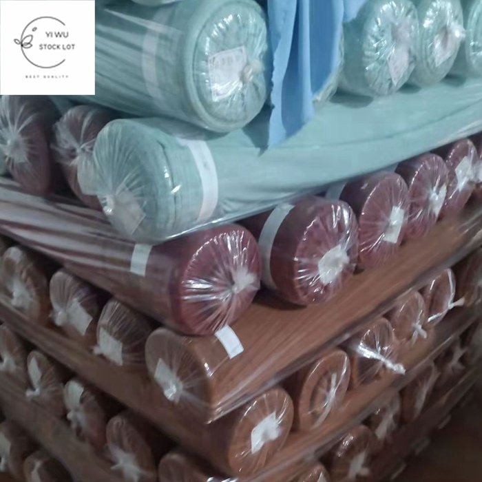 Hot selling warehouse 100% polyester 4 ways stretch spandex plain dyed fabric stock fabric in China