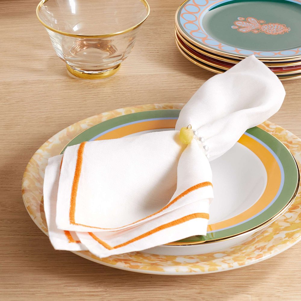 2023 New Wrapped Embroidered edge Washed Organic French pure flax fabric dinner table cloth 100% linen Napkins for wedding