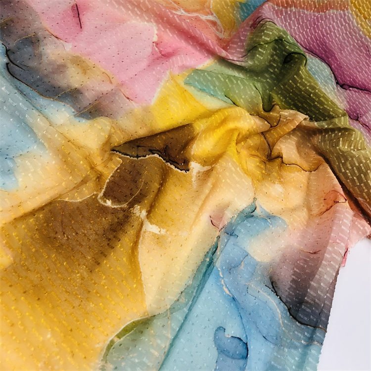 Cheap Wholesale 100% Polyester polka dot soft handfeeling jacquard chiffon fabric for dress