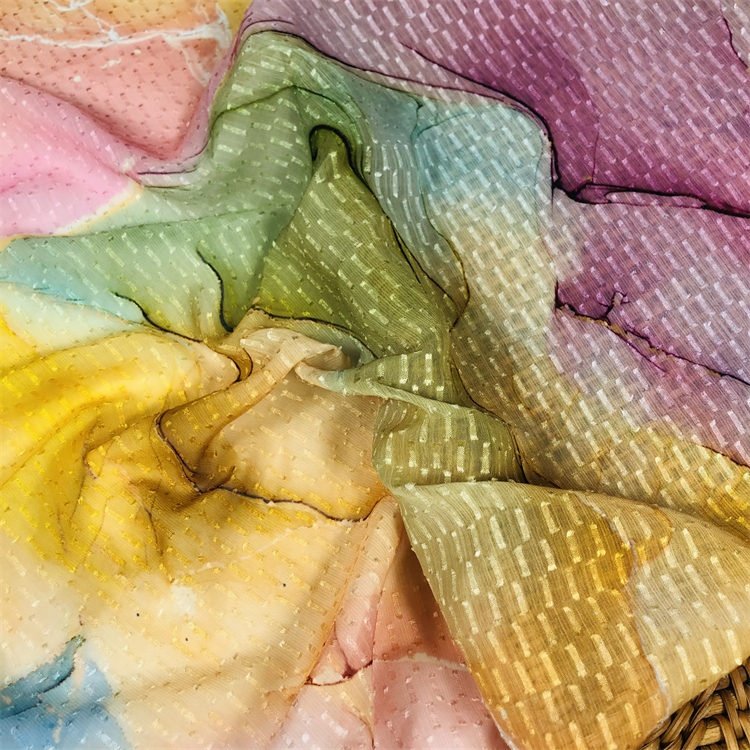 Cheap Wholesale 100% Polyester polka dot soft handfeeling jacquard chiffon fabric for dress