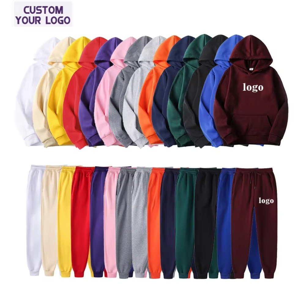 Custom Women's Mens Oversize Pullover Hoodies Sweatshirts Sweatsuits Set Fabric 100% Cotton