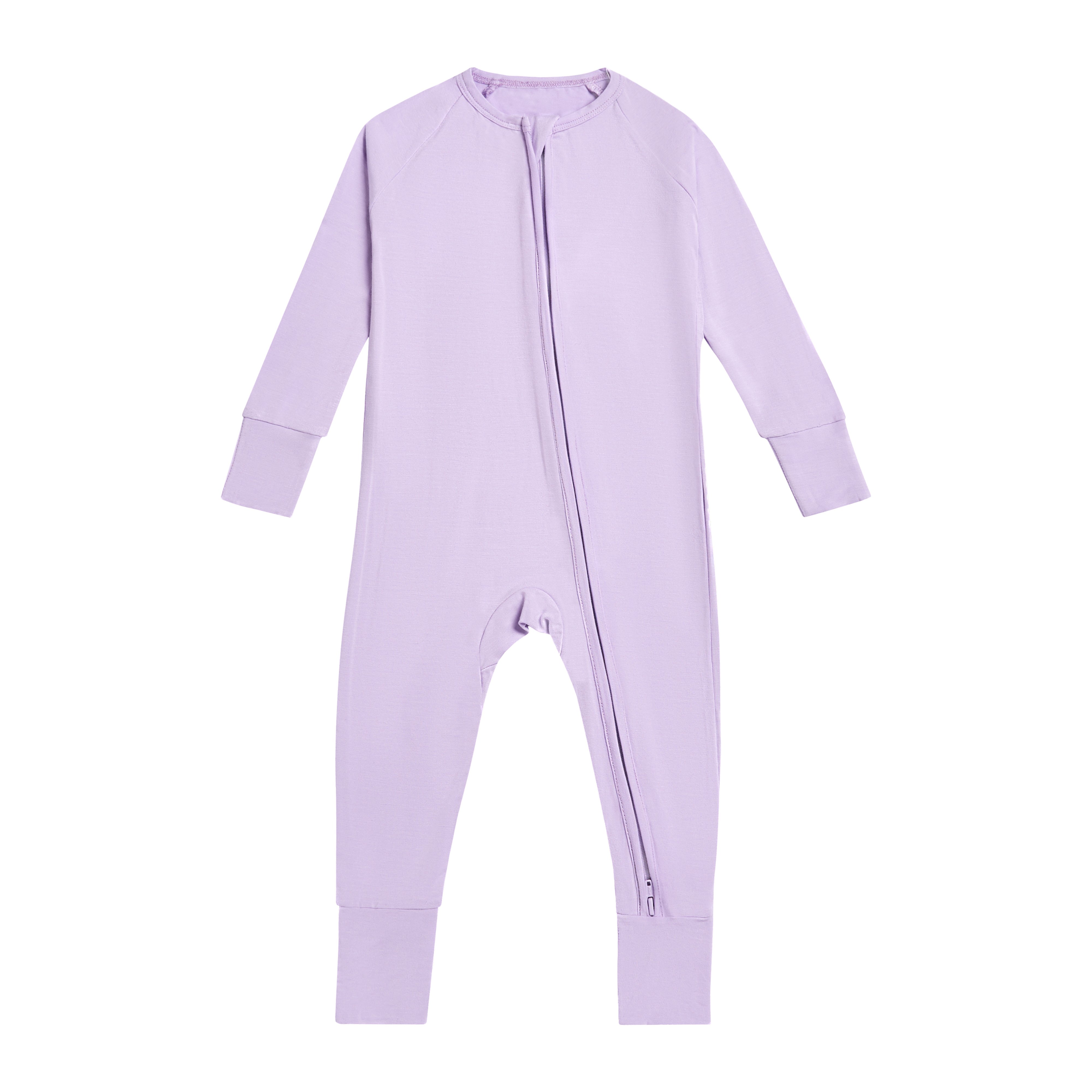 Ready to Ship solid color Soft bamboo fabric spandex zipper romper pajamas sleepwear bamboo kid sleeper clothes Jumpsuit