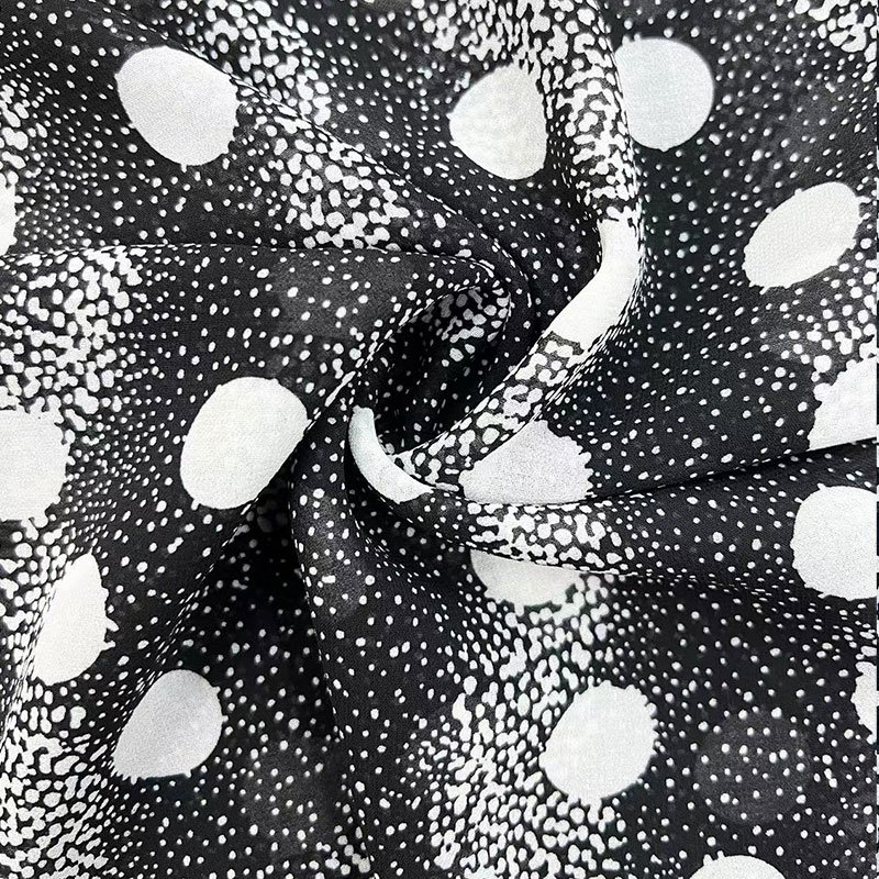 75D2800 high twist breathable anti-shrinkage 100% polyester printed chiffon fabric for dresses