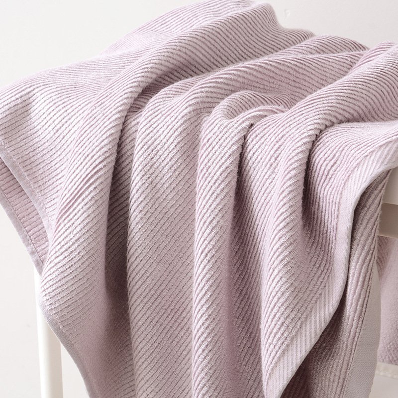 Environmentally Friendly Bamboo Fiber Bath Towel Set Woven Antibacterial Horizontal Stripe Plain Simple Design Sustainable