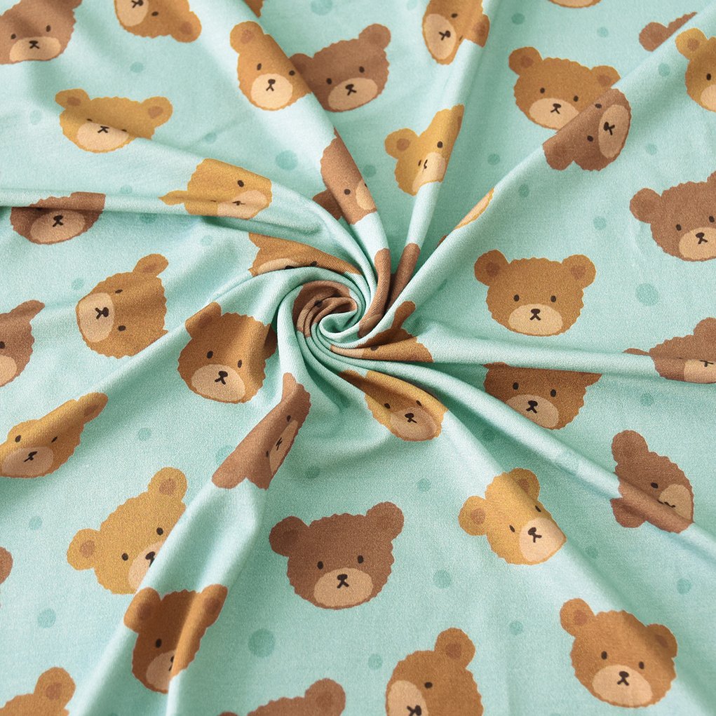 Digital PrintingTeddy Bears Cartoon 95% Organic Bamboo Fiber 5% Spandex Stretch Knit Jersey Fabric Manufacturer 250gsm for Baby