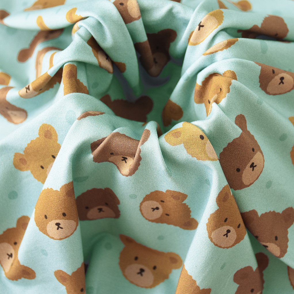 Digital PrintingTeddy Bears Cartoon 95% Organic Bamboo Fiber 5% Spandex Stretch Knit Jersey Fabric Manufacturer 250gsm for Baby