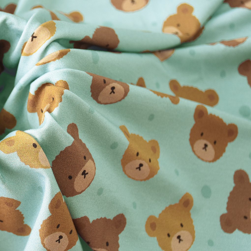 Digital PrintingTeddy Bears Cartoon 95% Organic Bamboo Fiber 5% Spandex Stretch Knit Jersey Fabric Manufacturer 250gsm for Baby