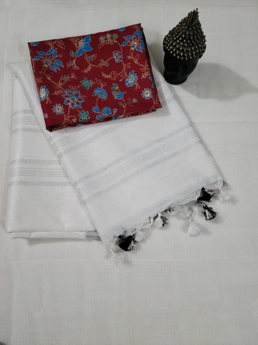 Handmade Pure Silk Saree Handwoven Handprinted Indian Pakistani Style Wedding Casual Wear Dress Net Fabric High Quality Export