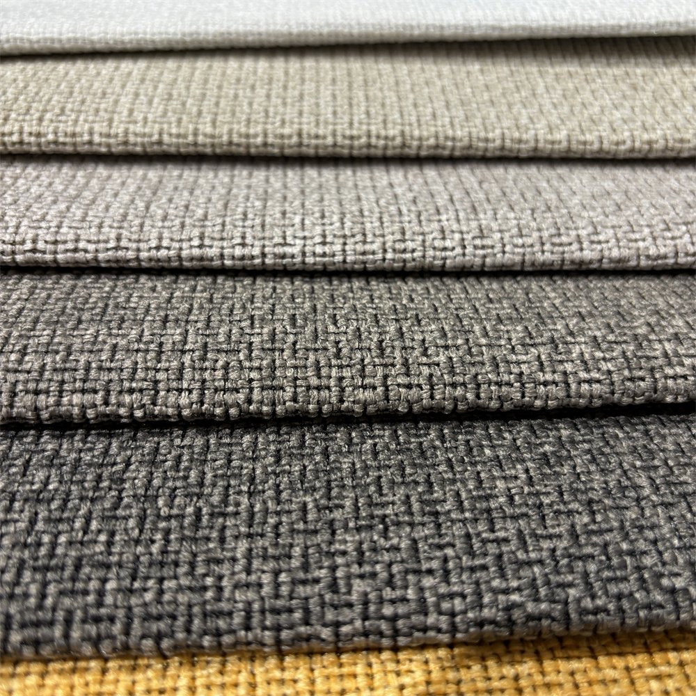 new design upholstery woven jacquard look linen fabric for sofa Vega 0086