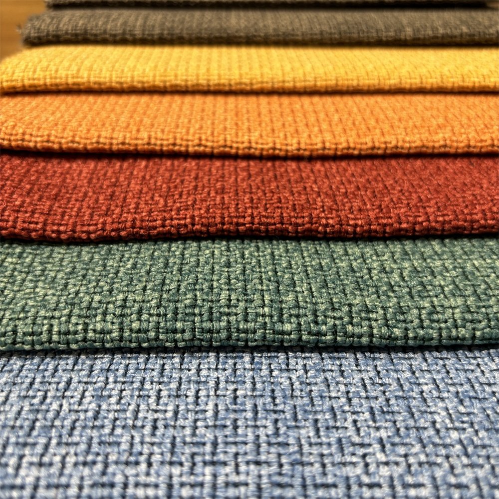 new design upholstery woven jacquard look linen fabric for sofa Vega 0086
