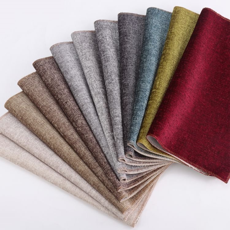 100% Polyester Chenille Knit Linen Look Chenille Circular Knitted Velvet Textured Sofa Fabric For Furniture Textile