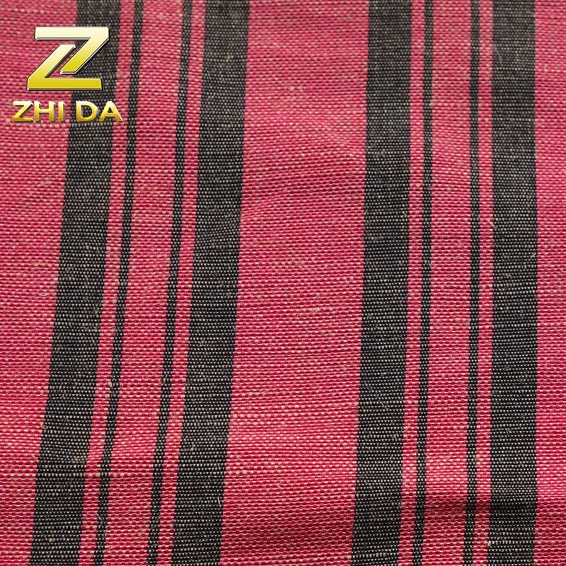 Wholesale 100% linen stripe style line fabric for bags
