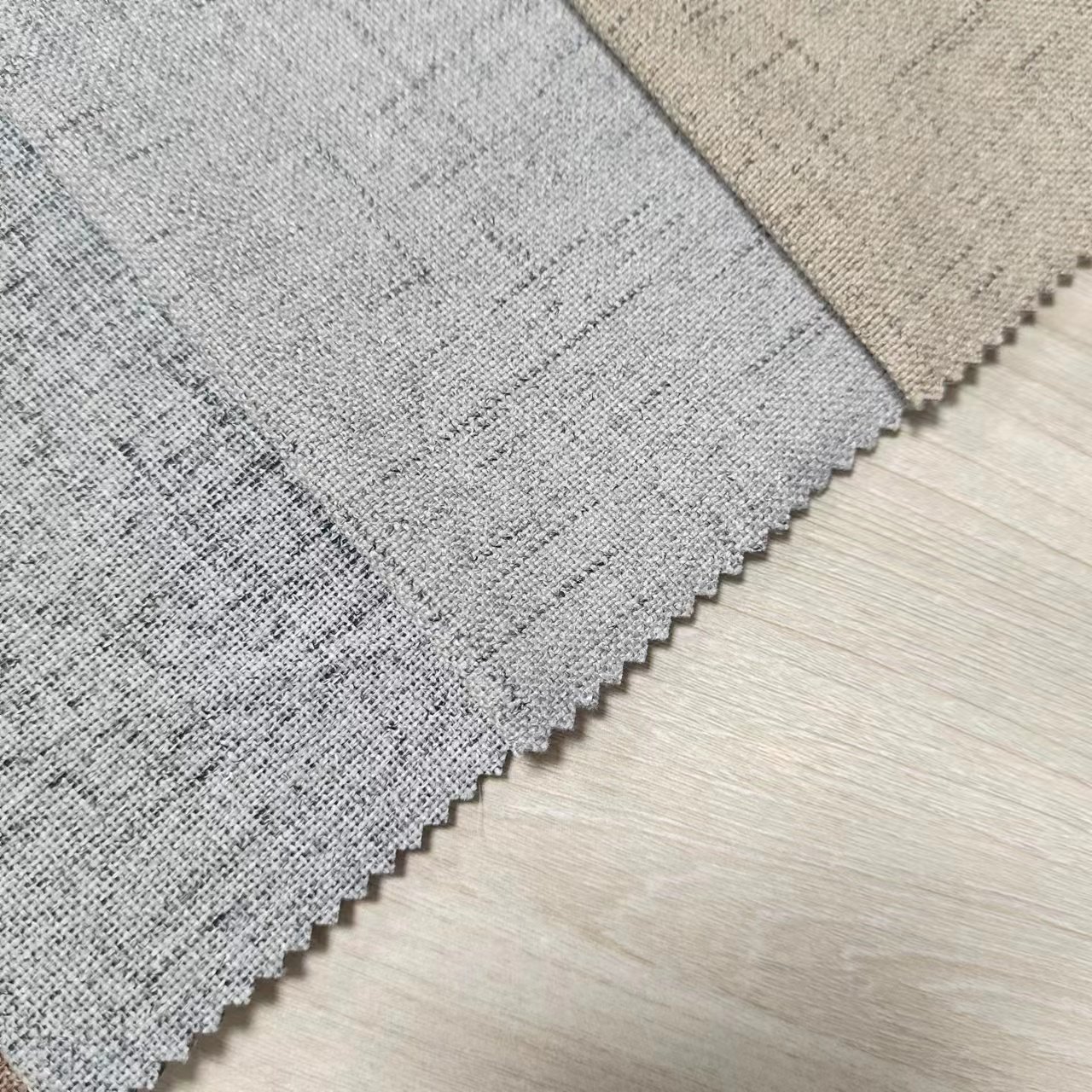 Linen FR Available hotel use flocked light shading 100% Polyester blackout curtain fabric