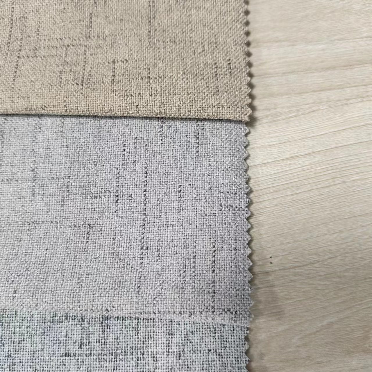 Linen FR Available hotel use flocked light shading 100% Polyester blackout curtain fabric