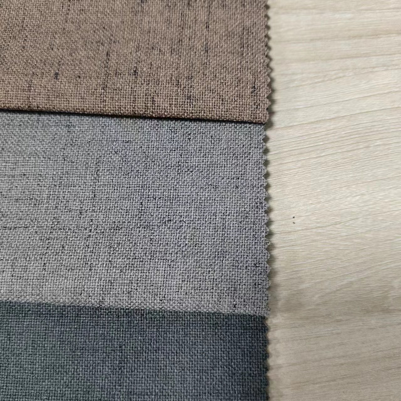 Linen FR Available hotel use flocked light shading 100% Polyester blackout curtain fabric