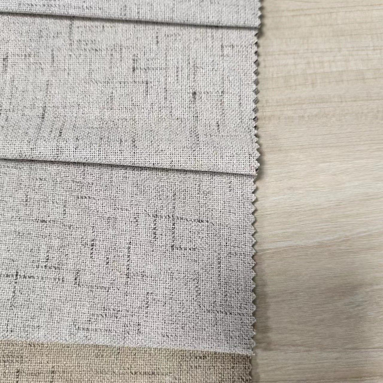 Linen FR Available hotel use flocked light shading 100% Polyester blackout curtain fabric