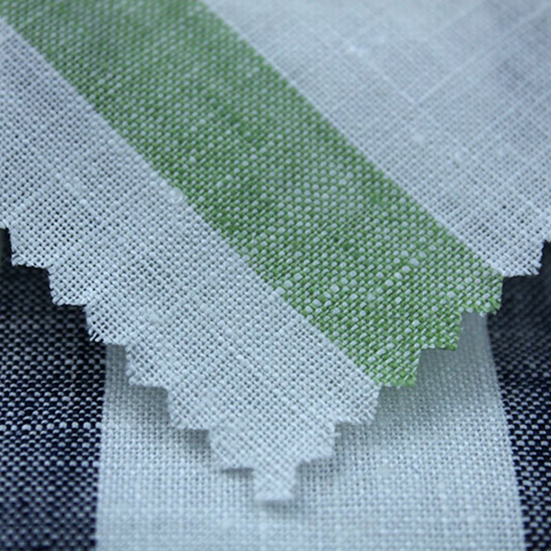 Accept Wholesale Natural Fiber Yarn Dyed Stripe Linen Breathable Fabric For Shirts And Short Pants