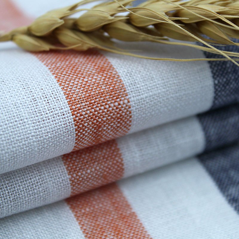 Accept Wholesale Natural Fiber Yarn Dyed Stripe Linen Breathable Fabric For Shirts And Short Pants