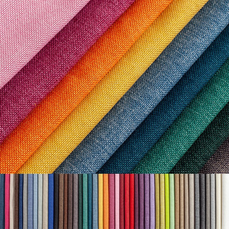 Bomar LYT-M002 Factory Stock 45colors cheaper Stock Solid Plain color composite imitation Linen 100% Polyester Plain sofa fabric
