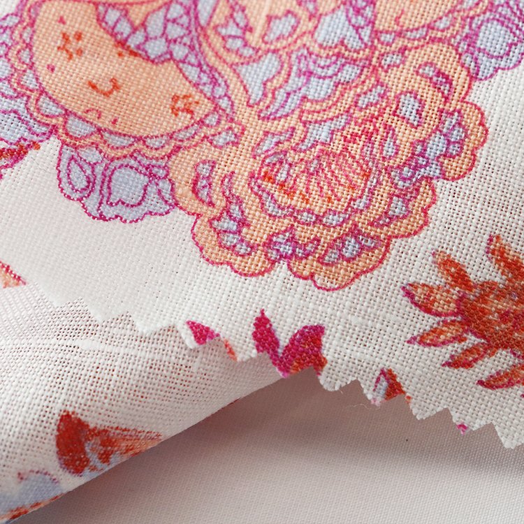 Custom Skin-friendly 100% Linen Textile Fabric Printed Floral Breathable Linen Linen Fabric for Shirt Poplin Fabric Woven Plain