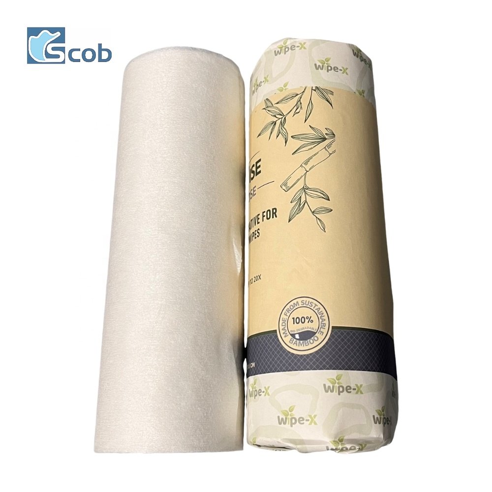 Biodegradable Rayon Bamboo cleaning cloths Sustainable Eco Friendly bamboo dish cleaning roll wipes