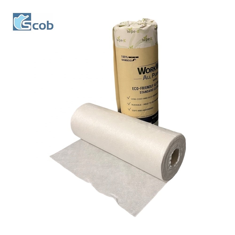 Biodegradable Rayon Bamboo cleaning cloths Sustainable Eco Friendly bamboo dish cleaning roll wipes