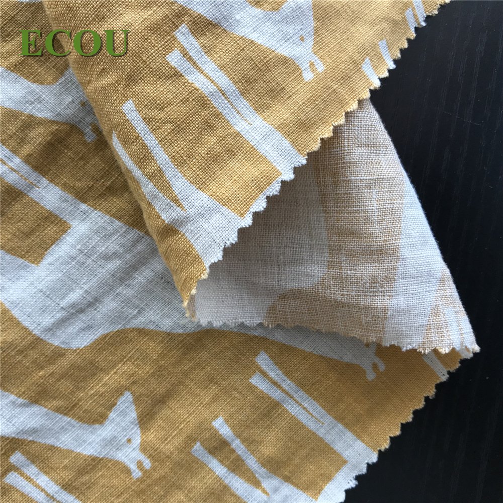 2019 eco-friendly high quality soft 100% linen woven solid printedfabric for bag dress shirt