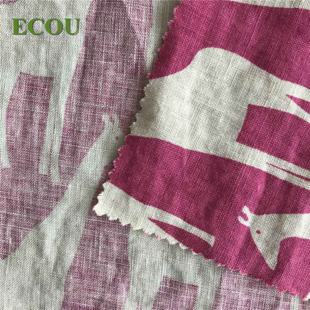 2019 eco-friendly high quality soft 100% linen woven solid printedfabric for bag dress shirt