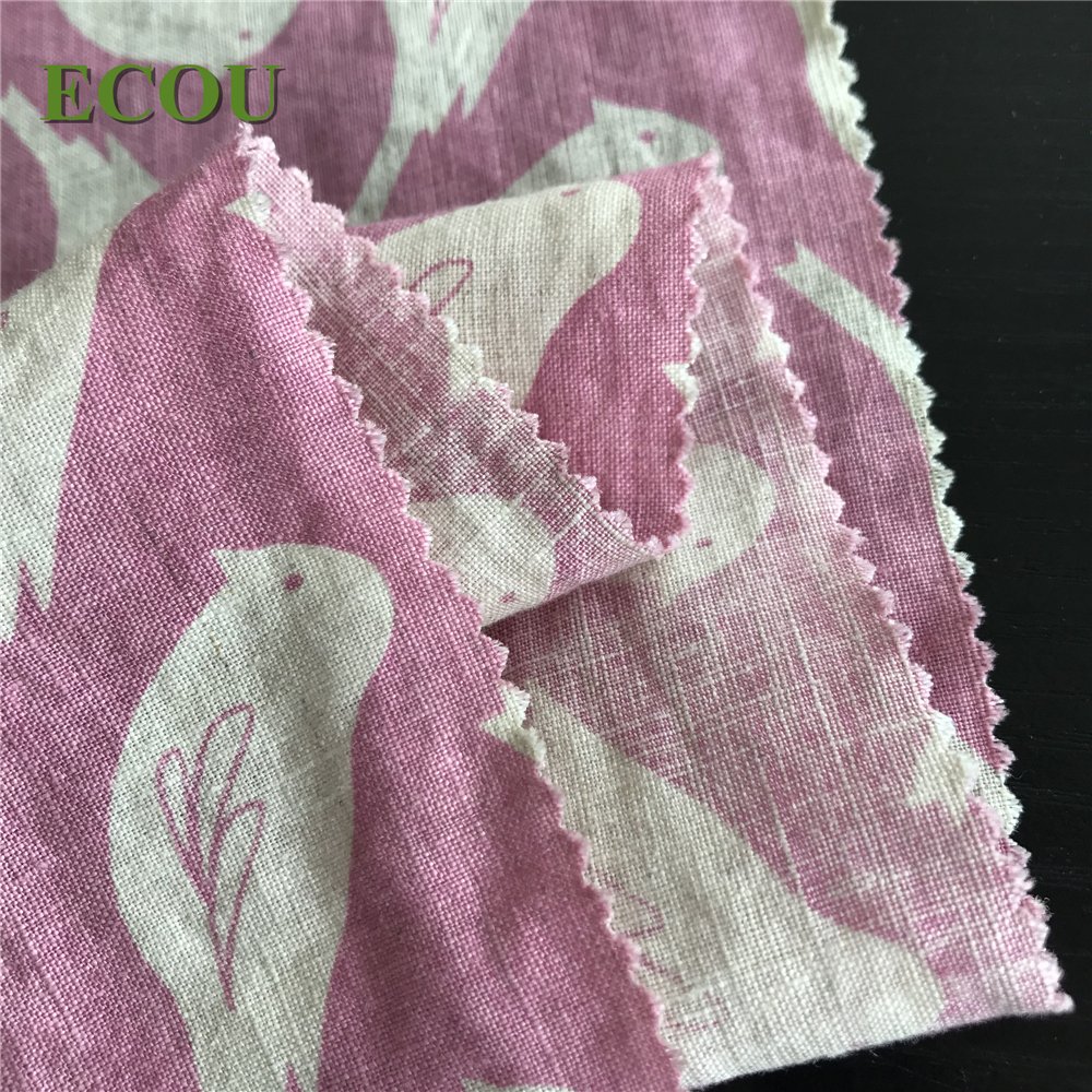 2019 eco-friendly high quality soft 100% linen woven solid printedfabric for bag dress shirt