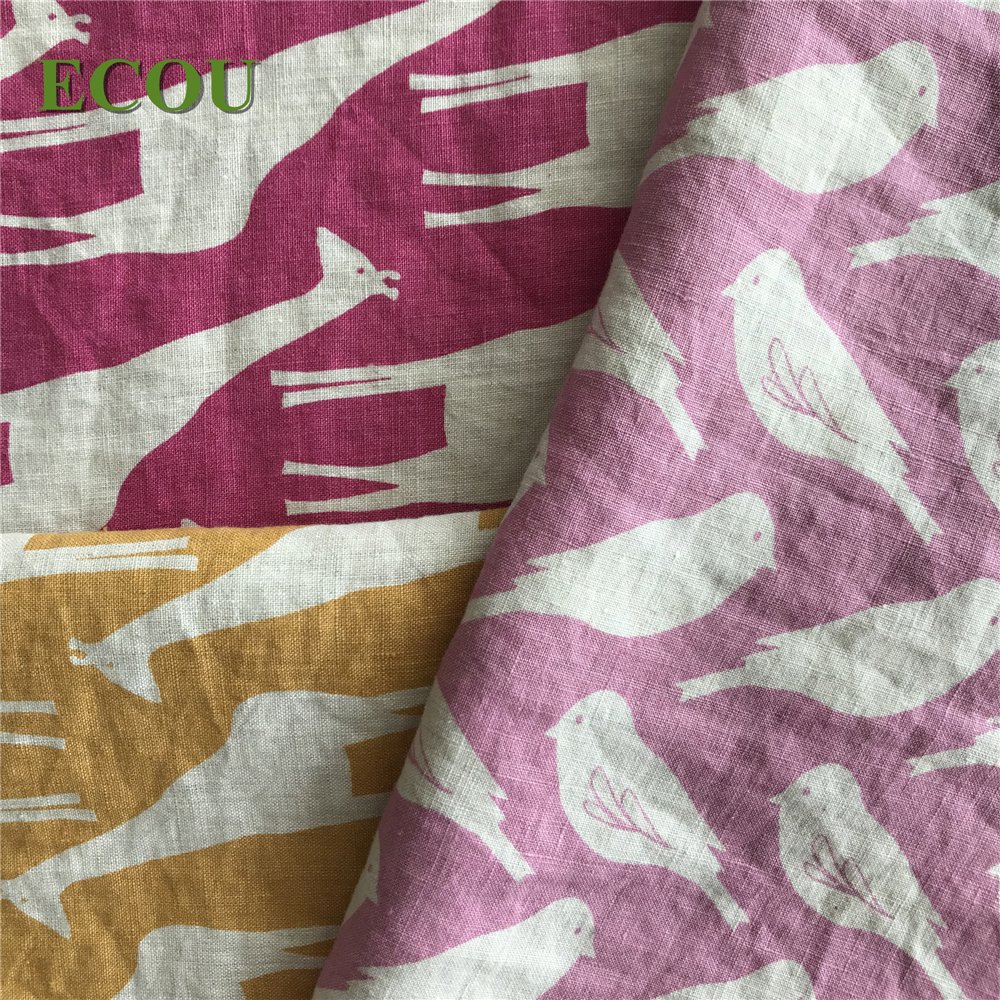 2019 eco-friendly high quality soft 100% linen woven solid printedfabric for bag dress shirt