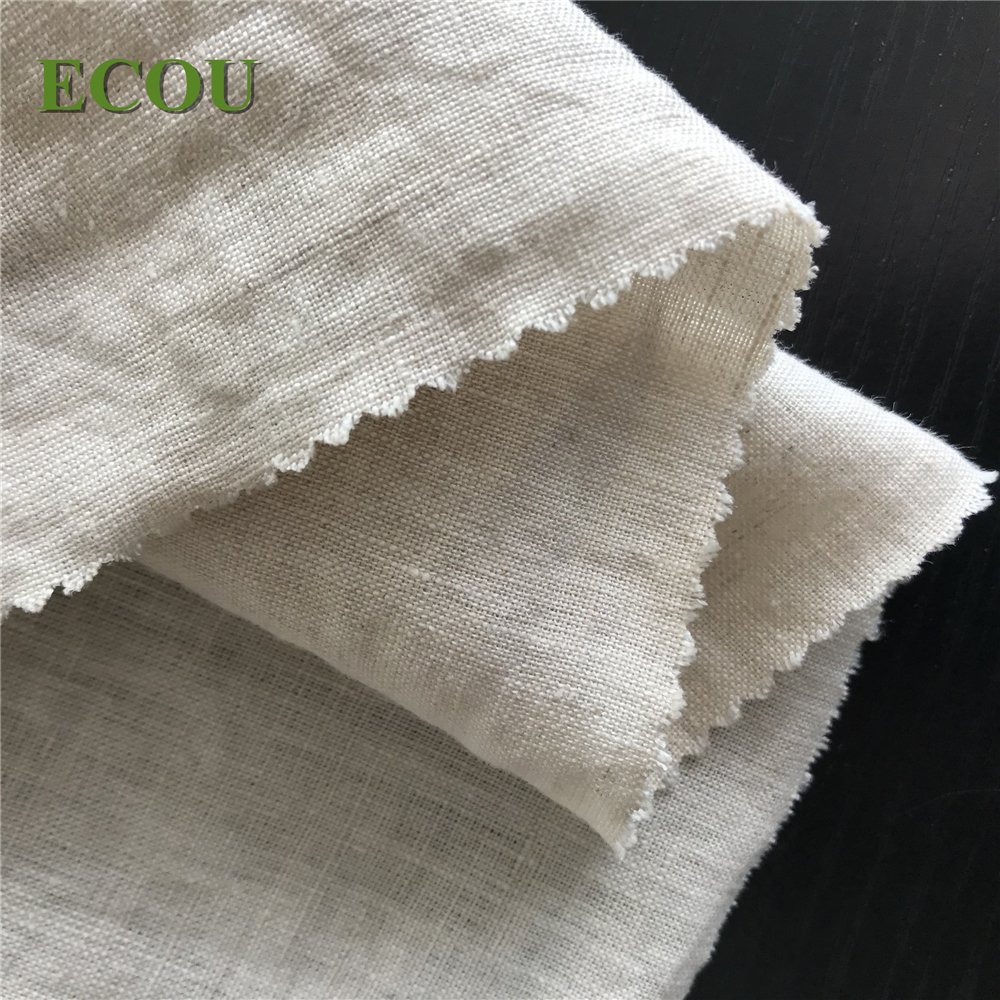 2019 eco-friendly high quality soft 100% linen woven solid printedfabric for bag dress shirt