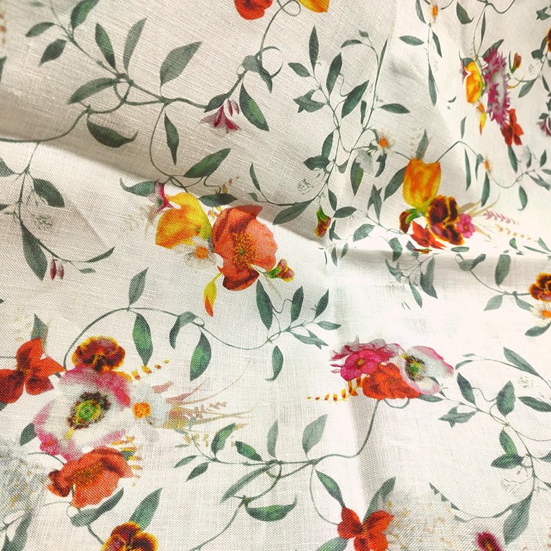100% printed wholesale organic woven 100% wrinkle free flax linen fabric for dresses
