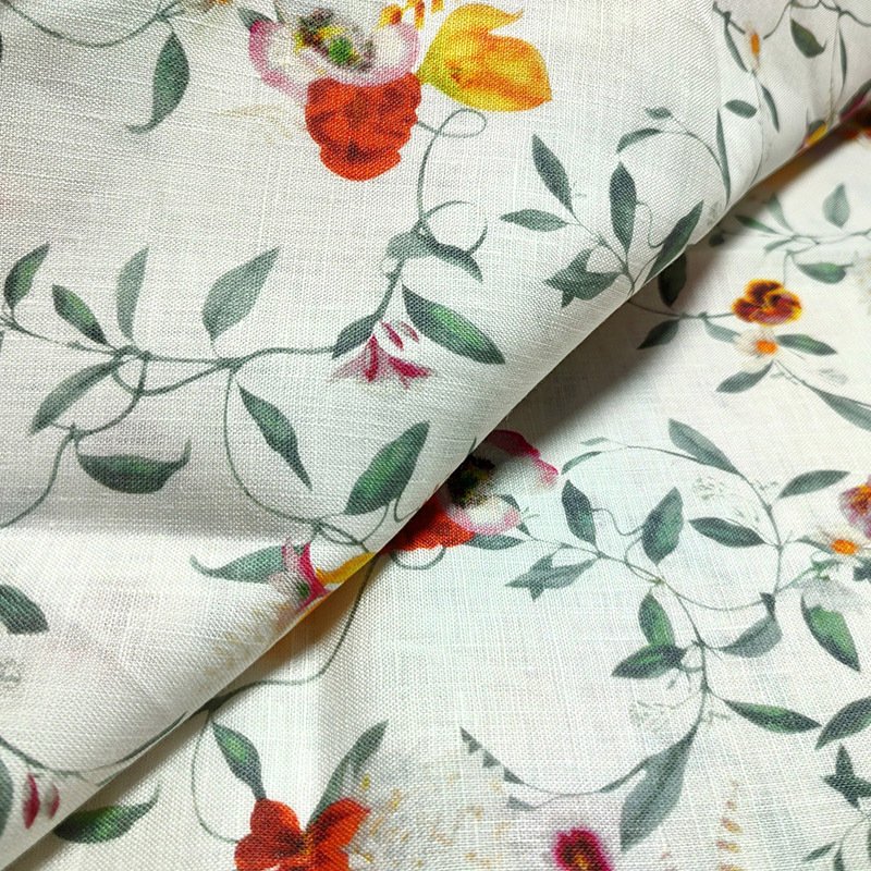 100% printed wholesale organic woven 100% wrinkle free flax linen fabric for dresses