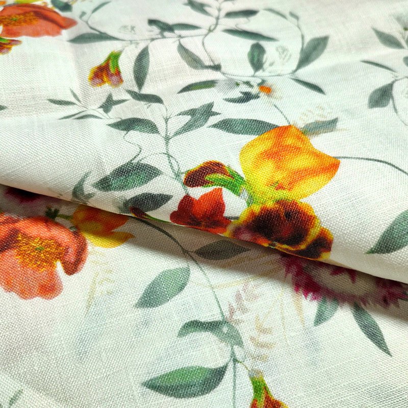 100% printed wholesale organic woven 100% wrinkle free flax linen fabric for dresses