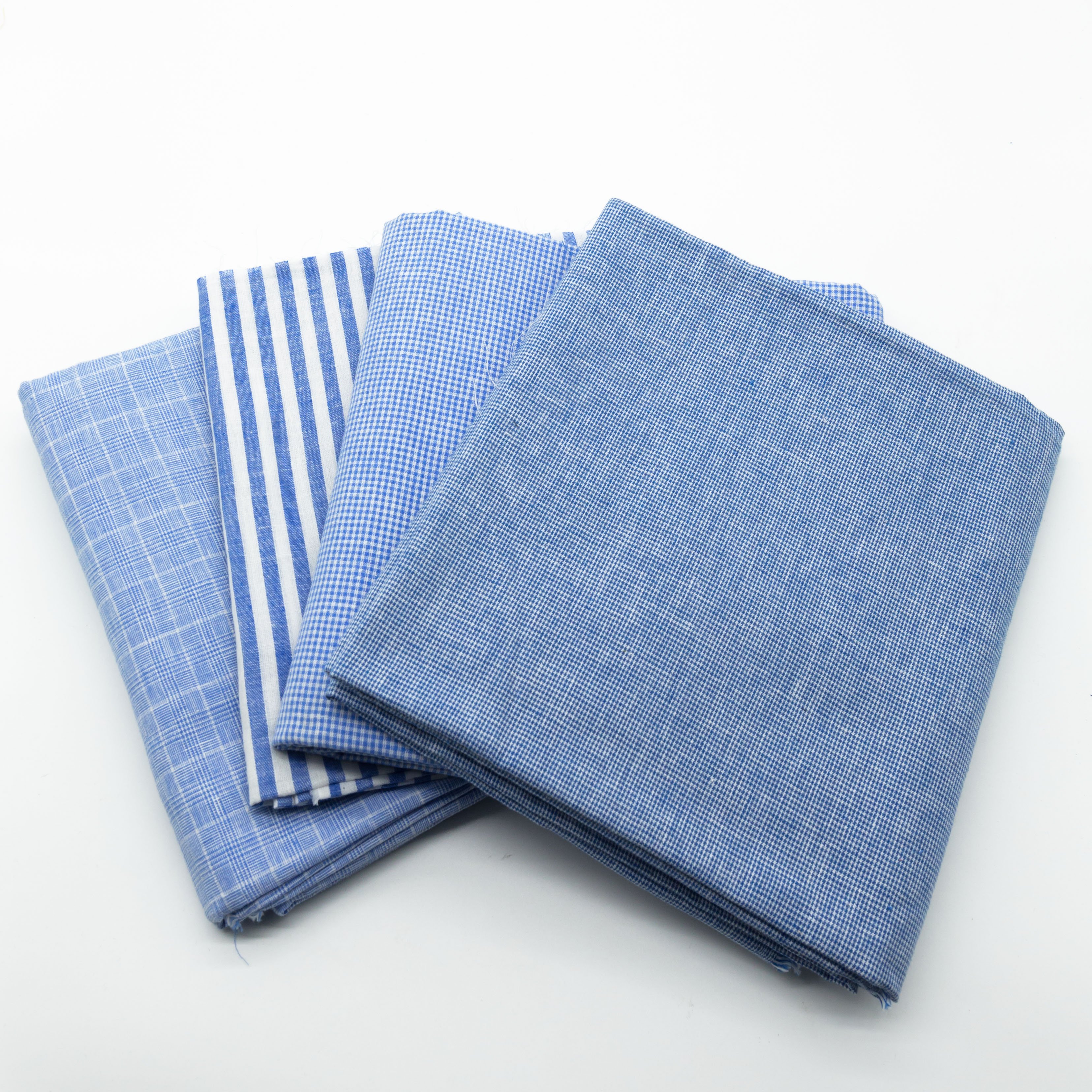 Super hot selling linen cotton yarn dyed blue color fabric for shirts