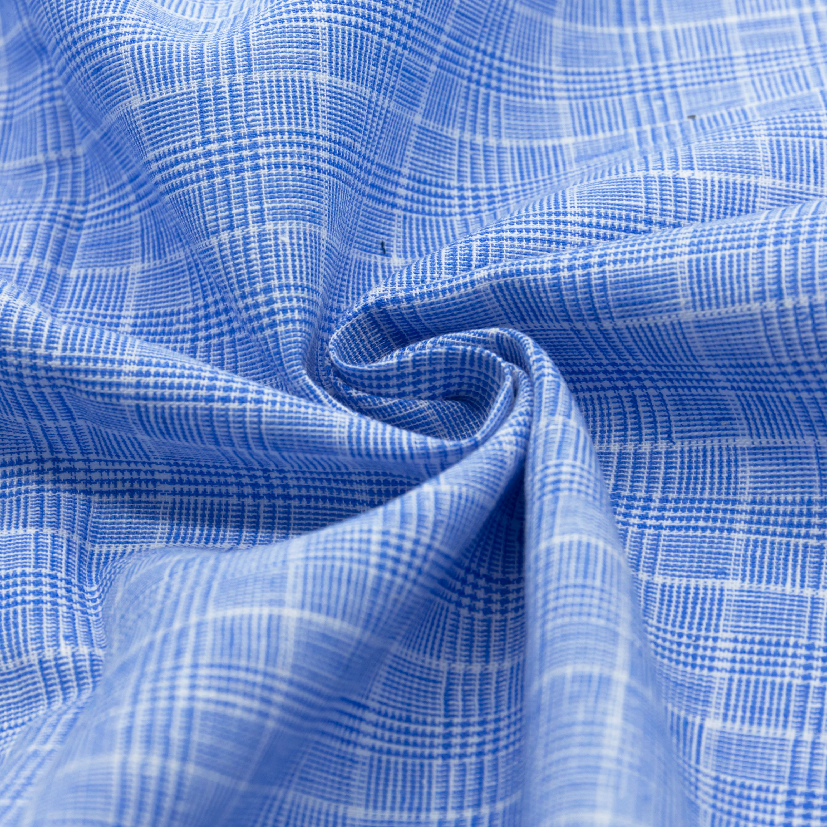 Super hot selling linen cotton yarn dyed blue color fabric for shirts