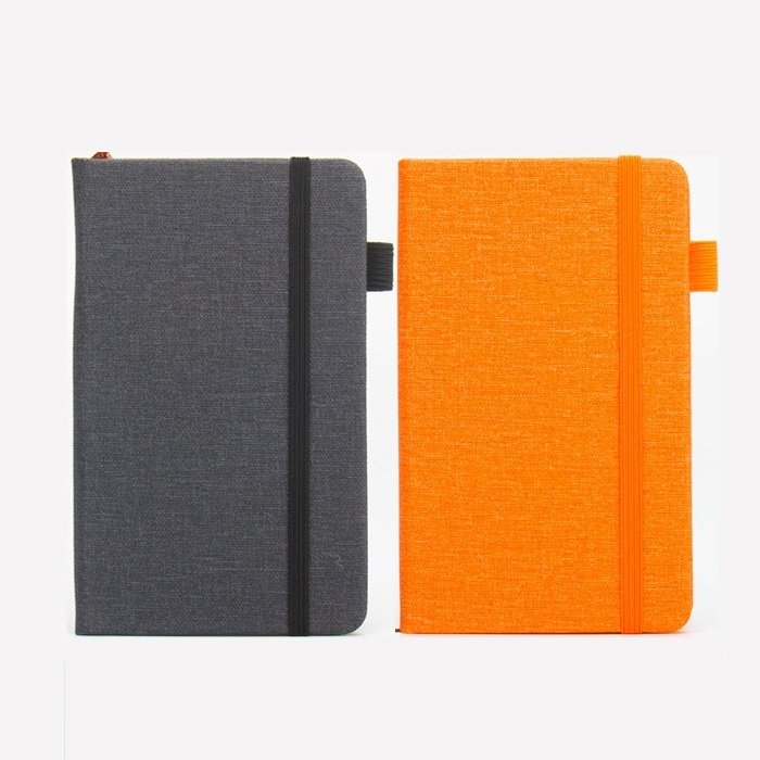 Linen Textured cover 80gsm 100 sheets lined inner page paper belly band custom logo linen cover notebook