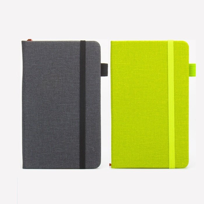 Linen Textured cover 80gsm 100 sheets lined inner page paper belly band custom logo linen cover notebook