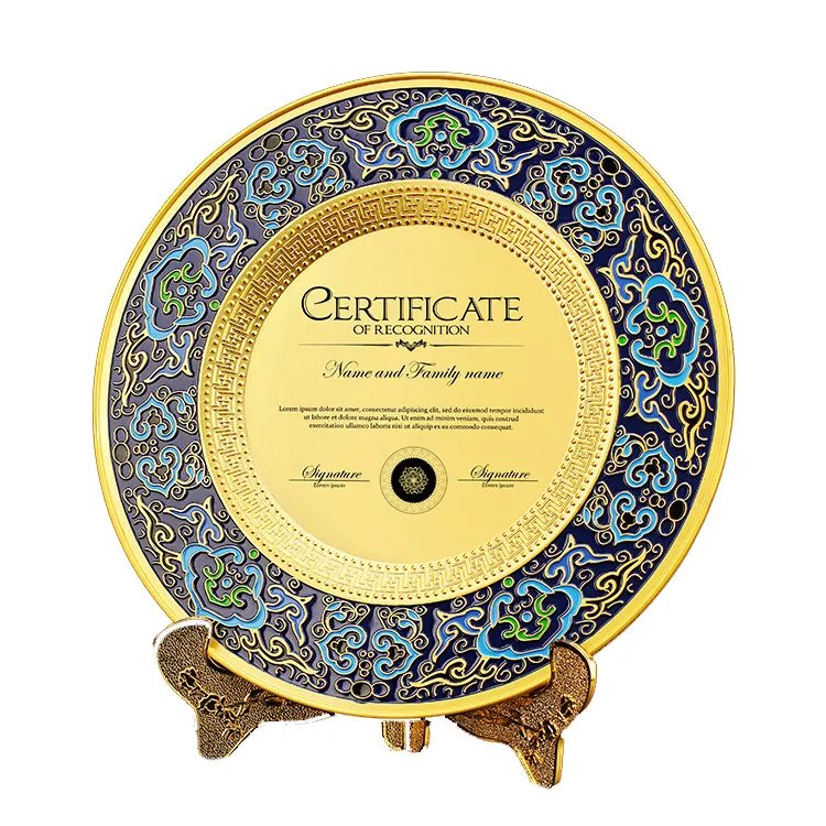Standing And Wall Hanging Big Custom Engraved Antique Nickle Gold Award Metal Decorative Memorial Plaque
