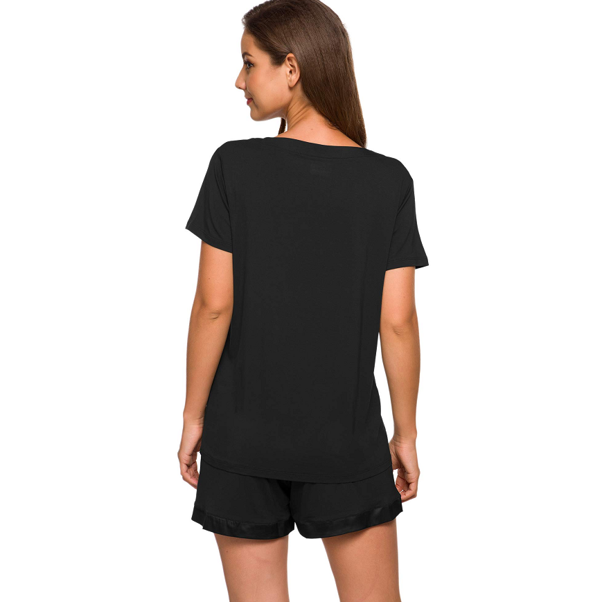 Custom Bamboo Lounge Wear Sets Women Skin-Friendly Ribbed Loungewear Set Short Sleeve Pajamas Women Casual Women's Sleepwear