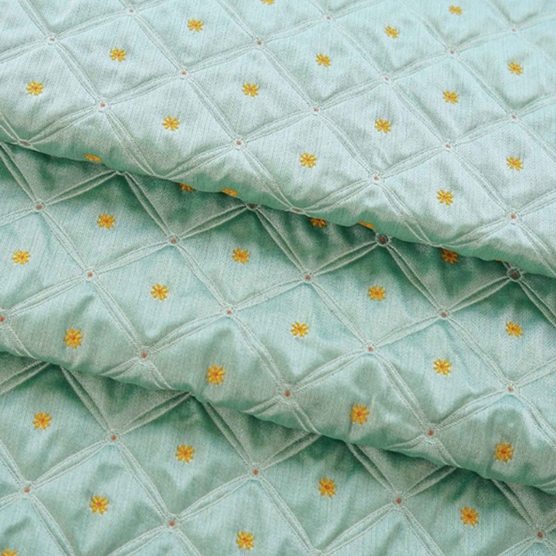 New hot selling diamond-shaped flower pattern mint green color jacquard fabric clothing