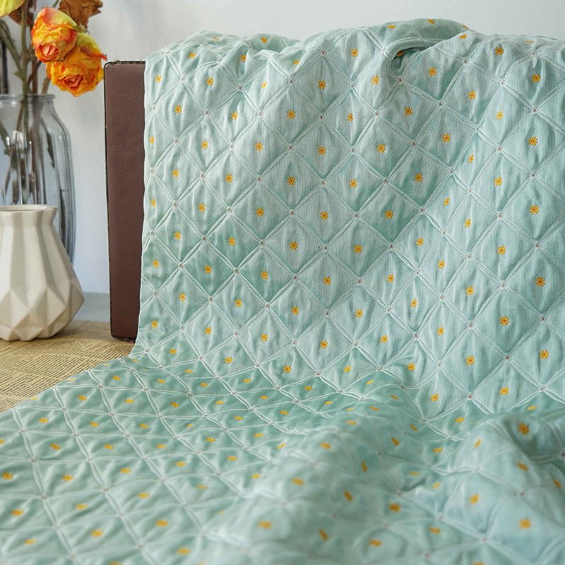 New hot selling diamond-shaped flower pattern mint green color jacquard fabric clothing